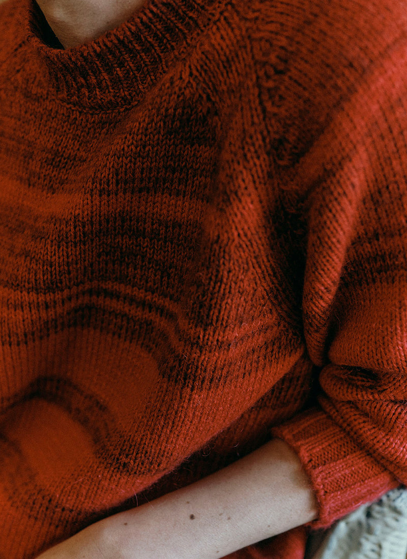 Stripe Wool Mohair Cotton Sweater | Cardinal Red