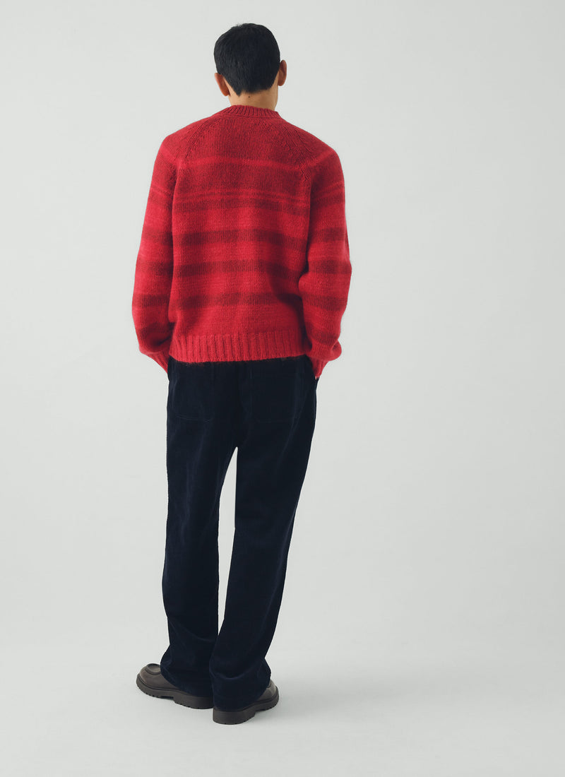 Stripe Wool Mohair Cotton Sweater | Cardinal Red