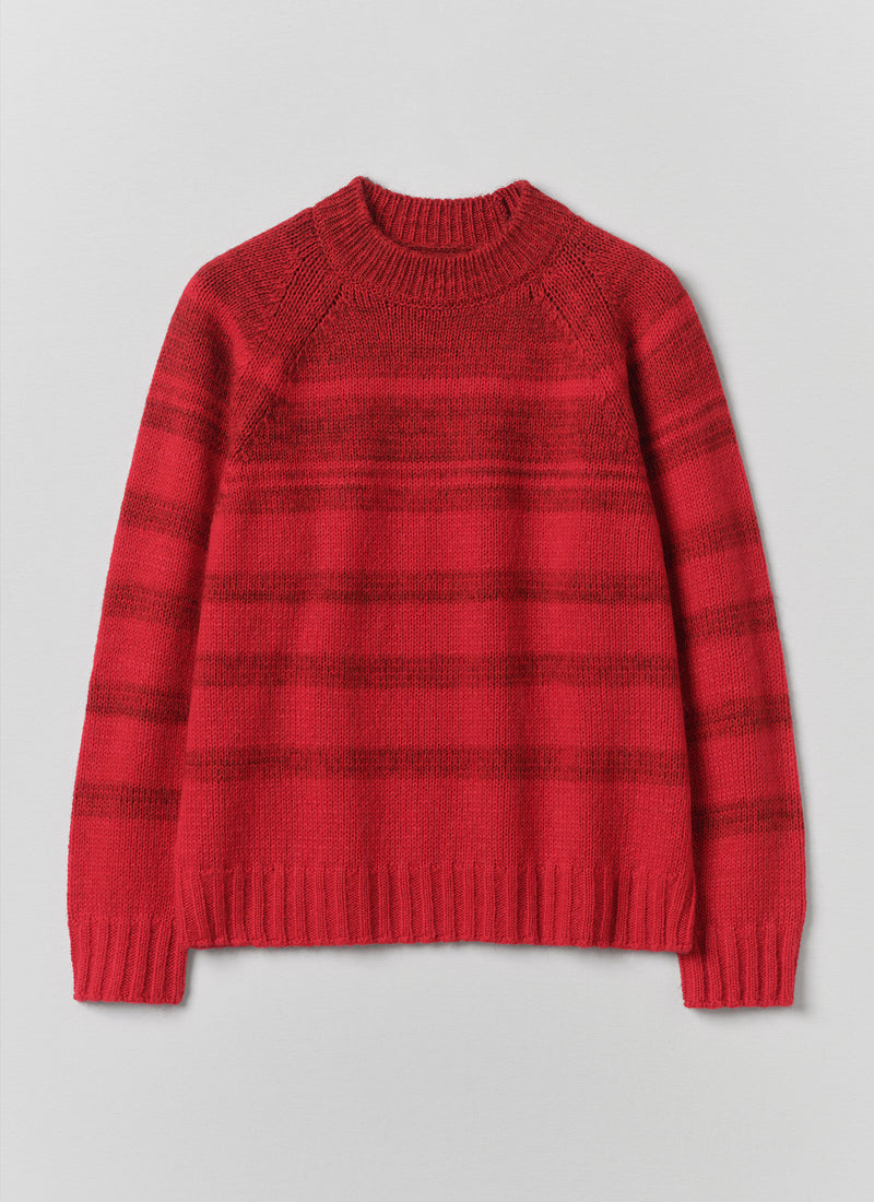 Stripe Wool Mohair Cotton Sweater | Cardinal Red