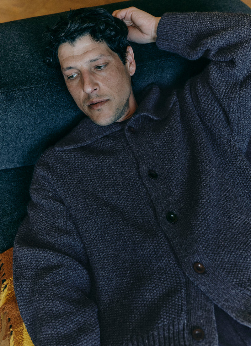 Collared Wool Cardigan | Flint Grey