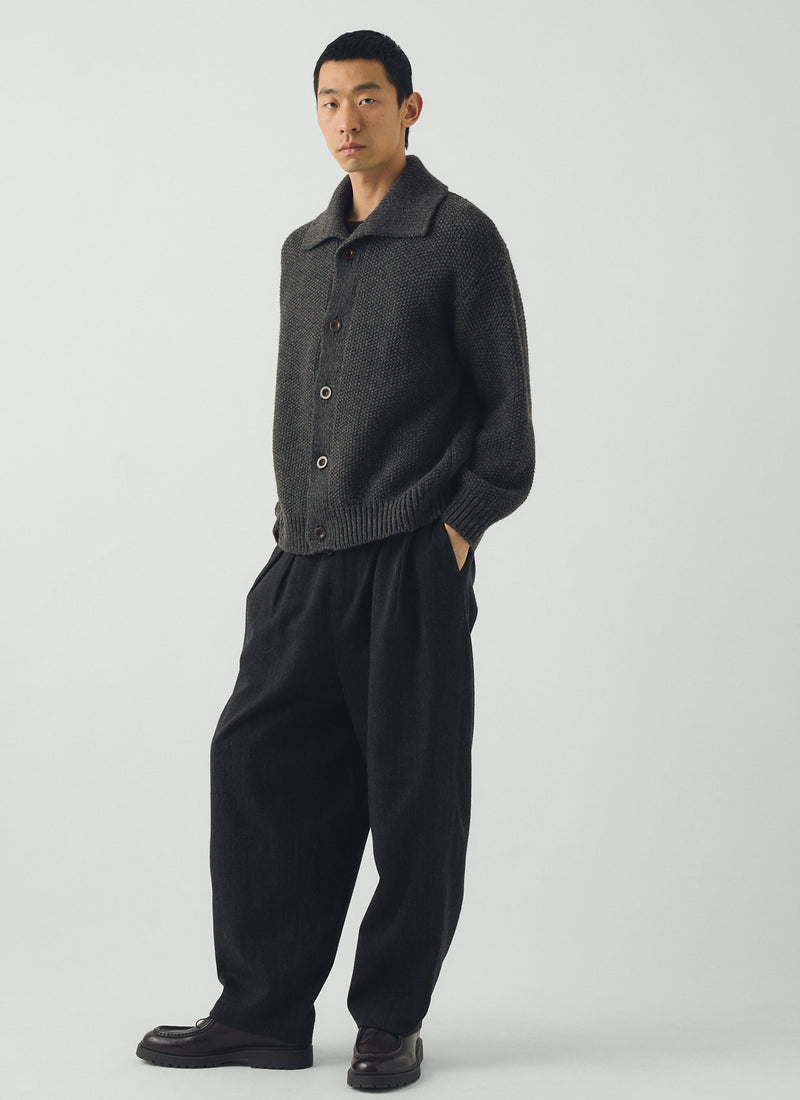 Collared Wool Cardigan | Flint Grey