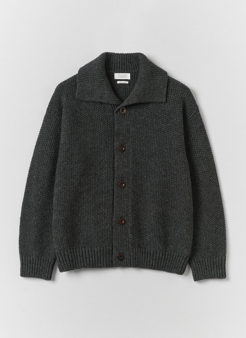 Collared Wool Cardigan | Flint Grey