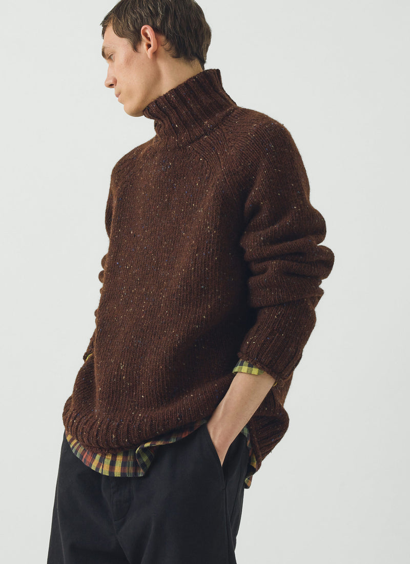 Donegal Wool Roll Neck Sweater | Red Cedar