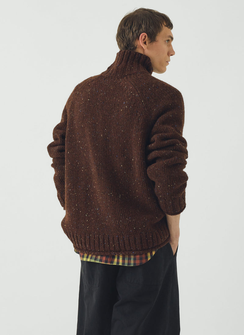 Donegal Wool Roll Neck Sweater | Red Cedar