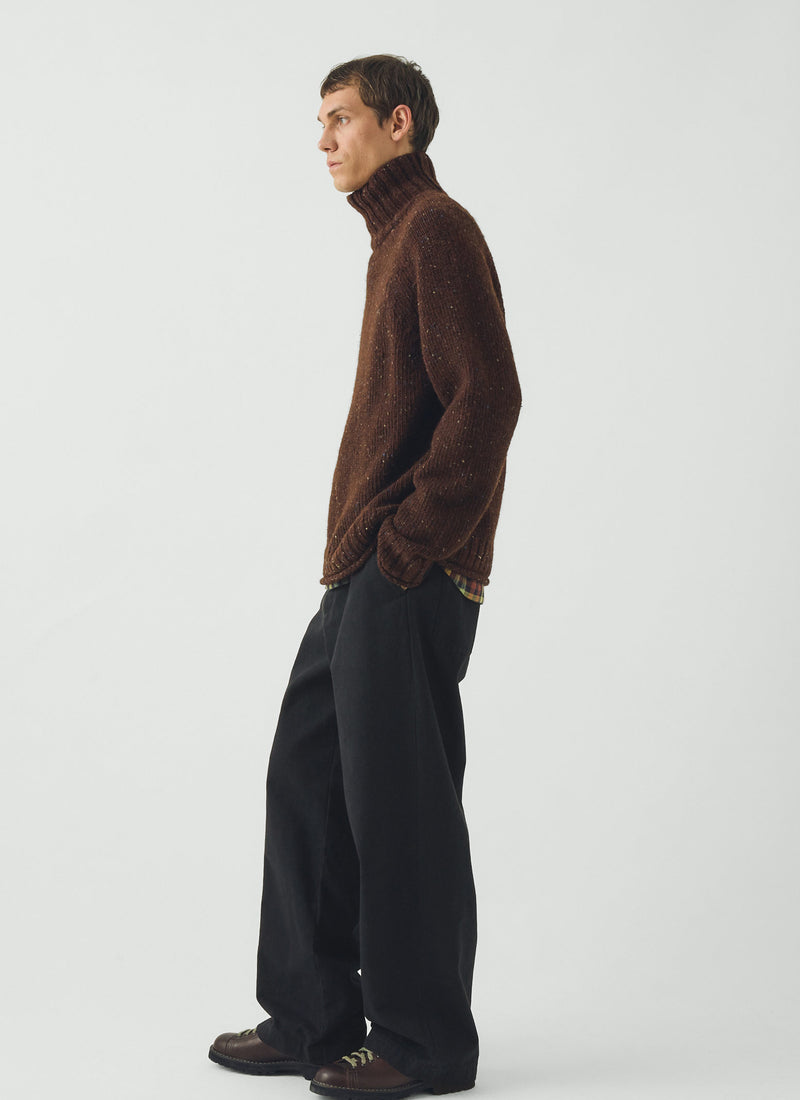 Donegal Wool Roll Neck Sweater | Red Cedar