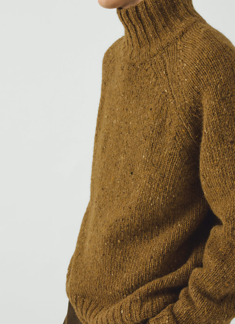 Donegal Wool Roll Neck Sweater | Straw