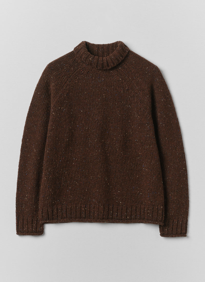 Donegal Wool Roll Neck Sweater | Red Cedar