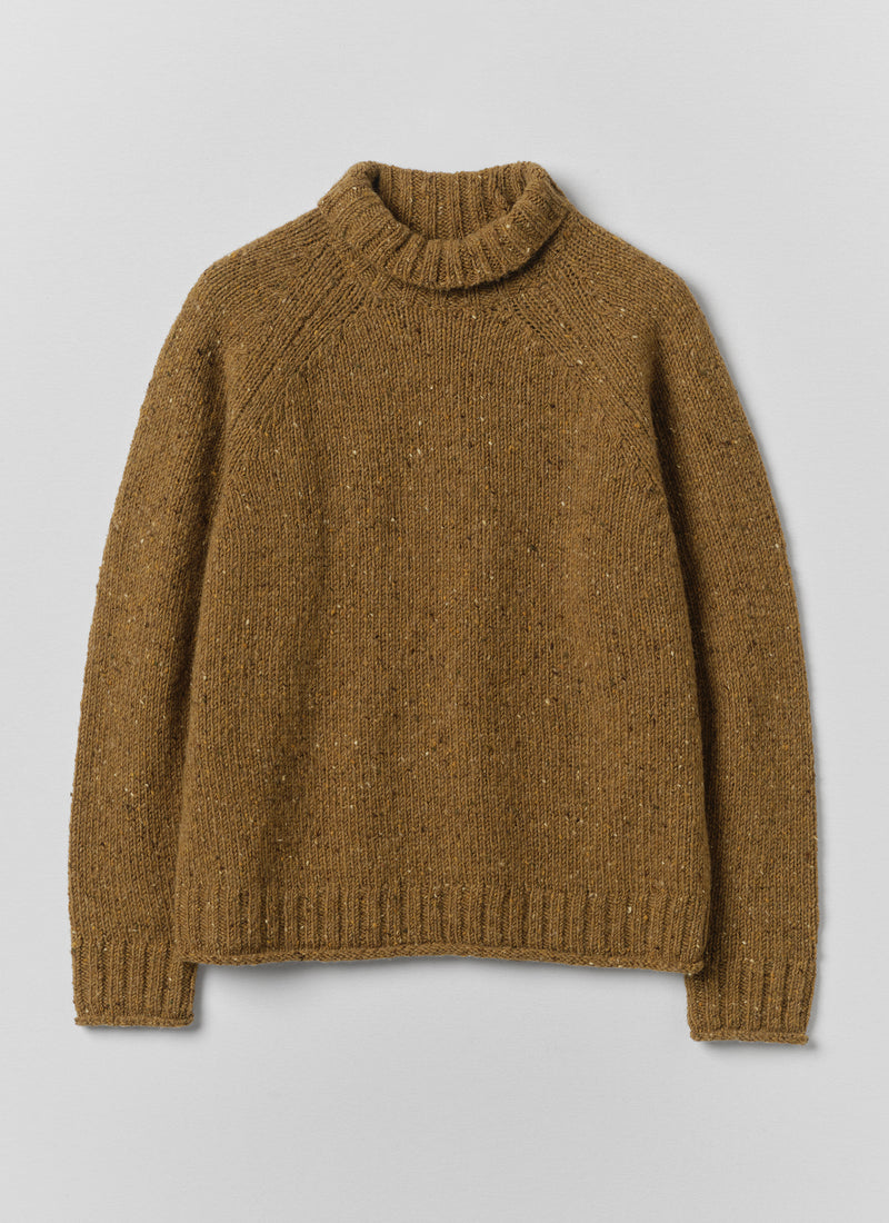 Donegal Wool Roll Neck Sweater | Straw