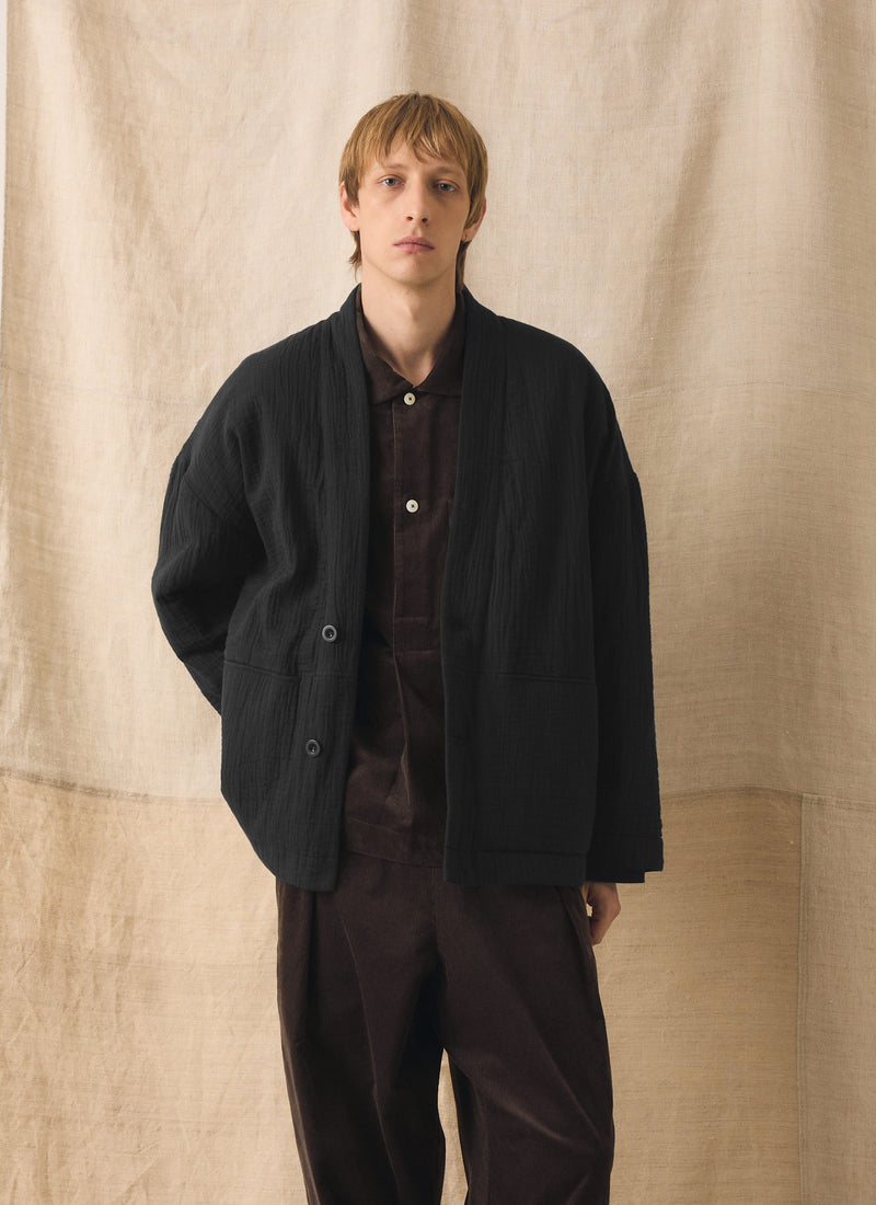 Relaxed Padded Cotton Jacket | Black Pepper