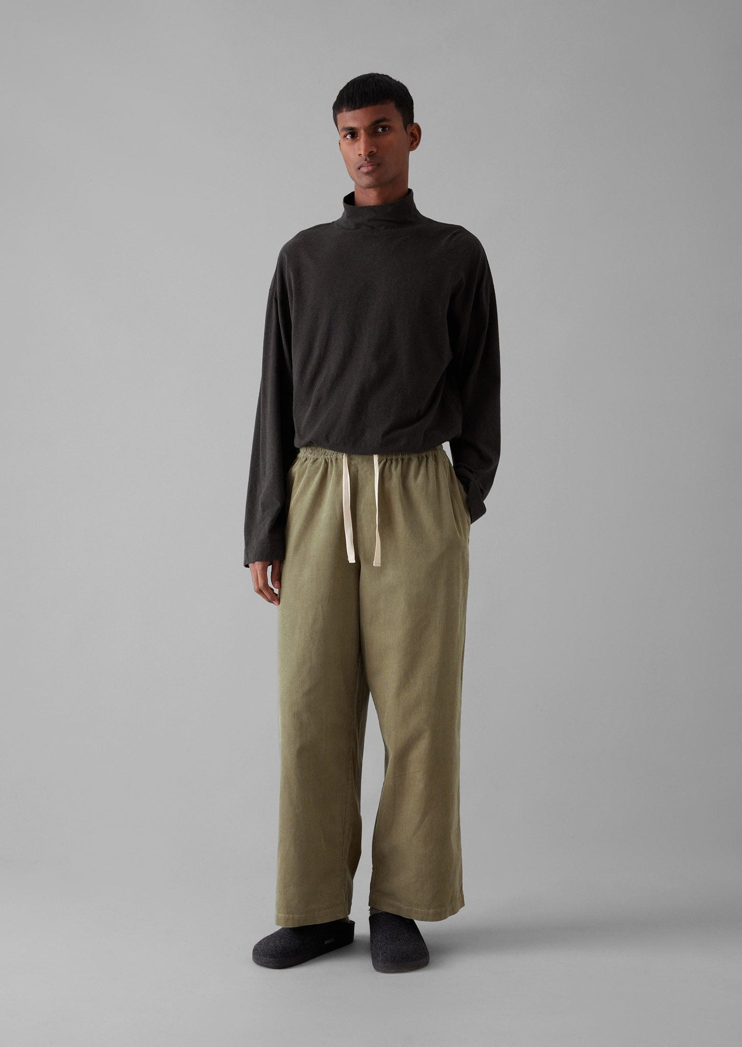 Soft Organic Cord Lounge Trousers | Green Stone | TOAST