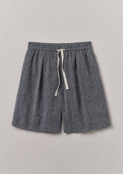 Etched Linen Cotton Drawstring Shorts Melange