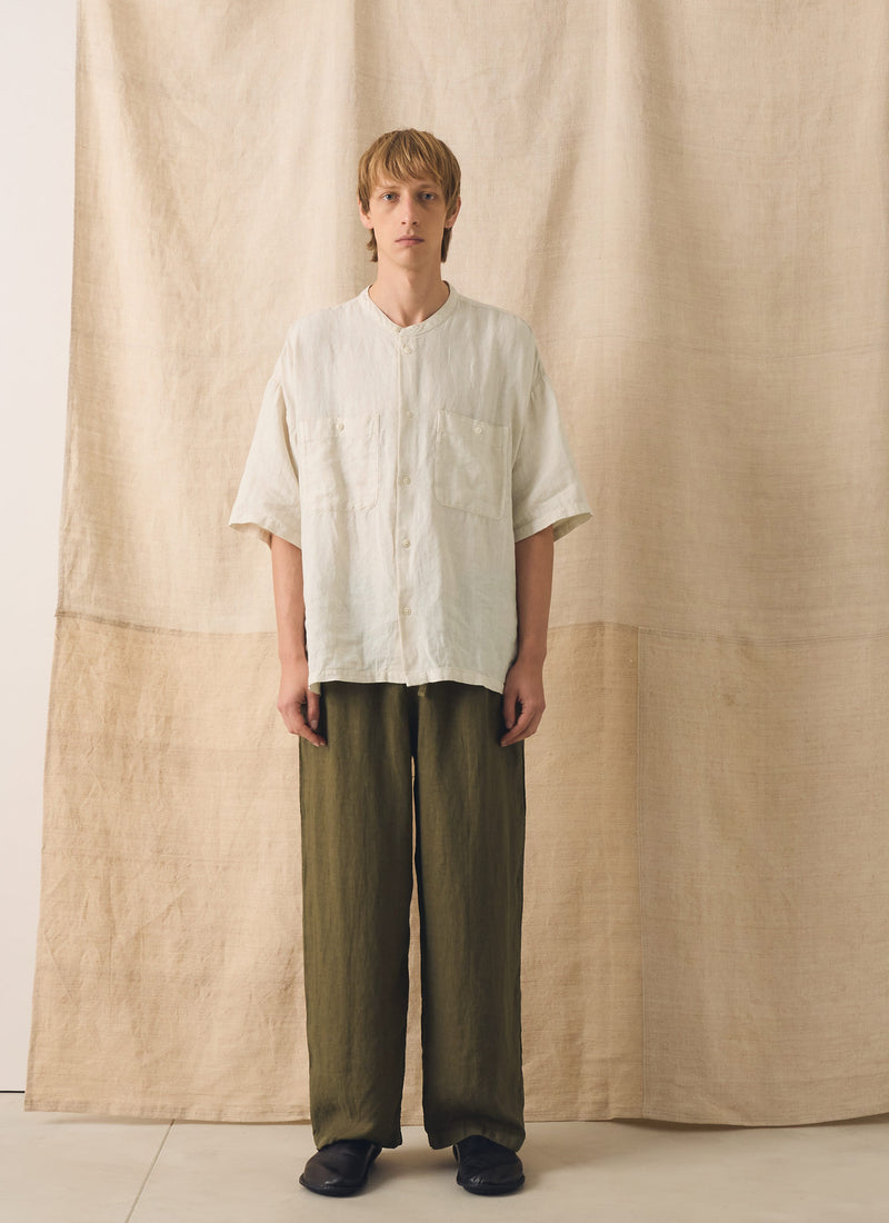 Garment Dyed Linen Drawstring Trousers | Pear