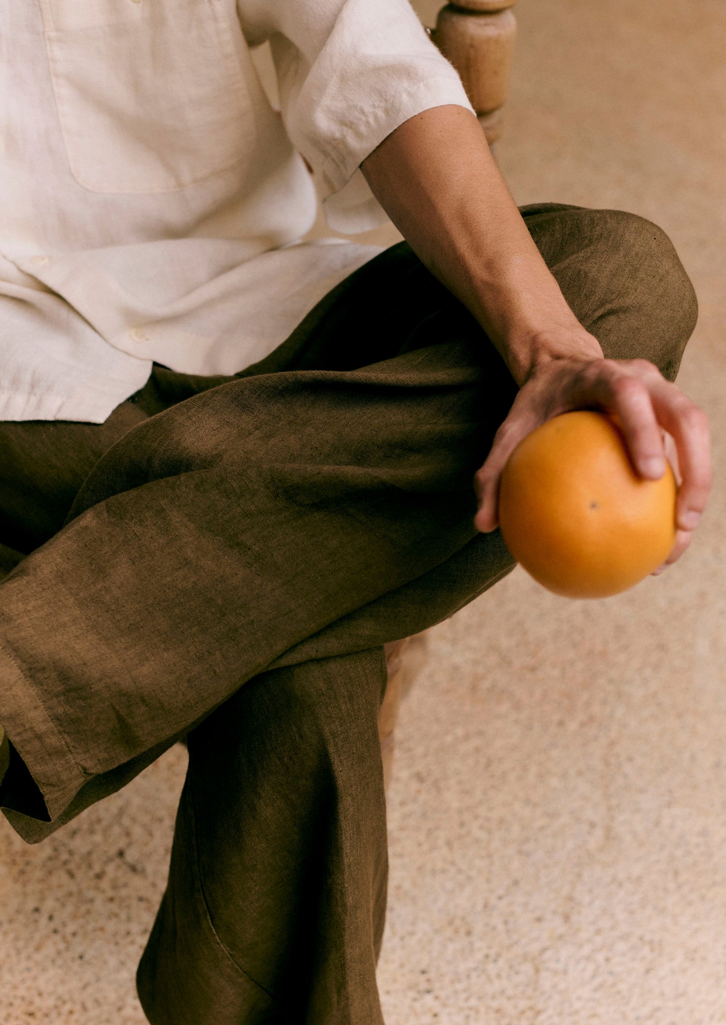 Garment Dyed Linen Drawstring Trousers | Pear