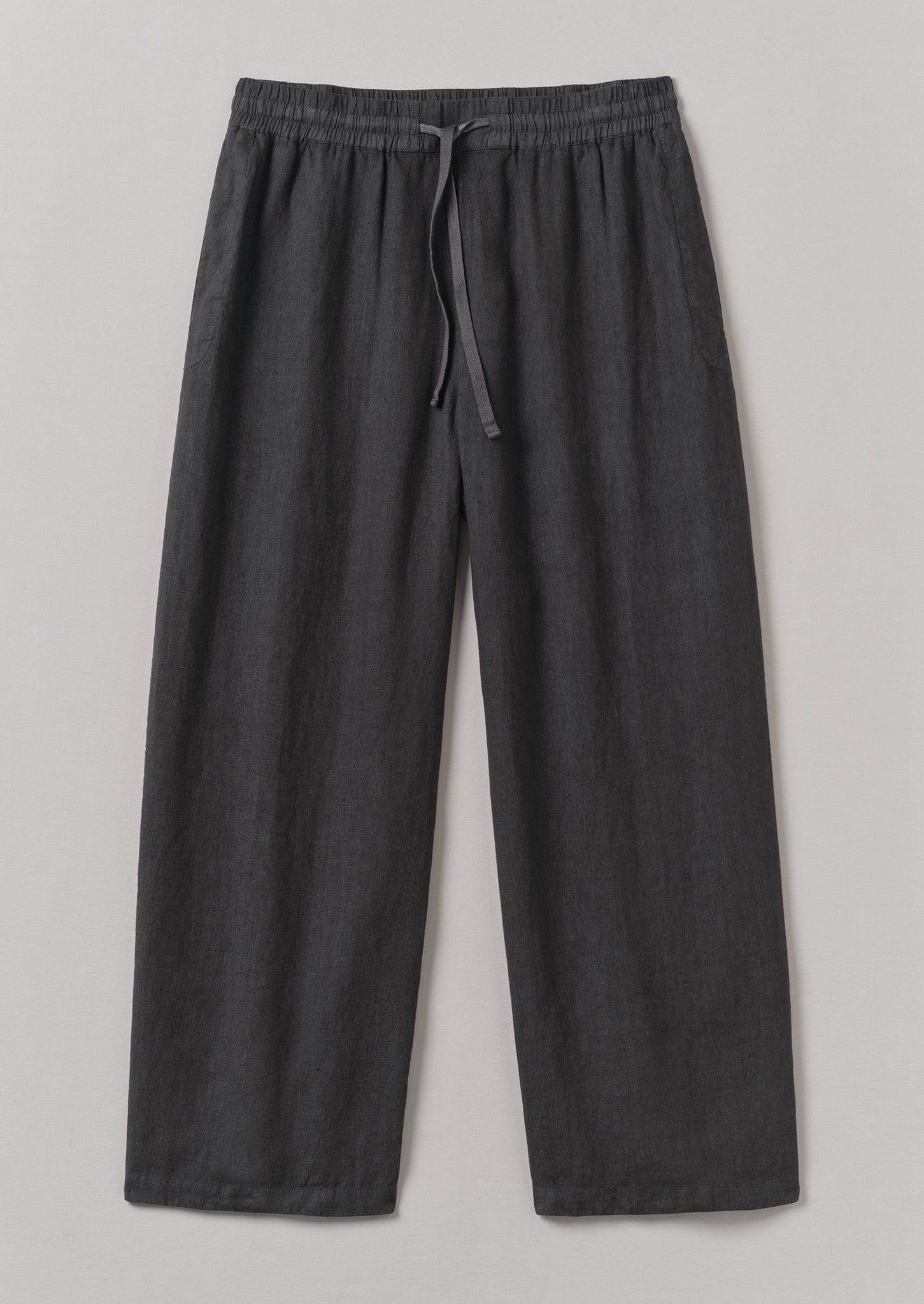 Garment Dyed Linen Drawstring Trousers | Black Pepper