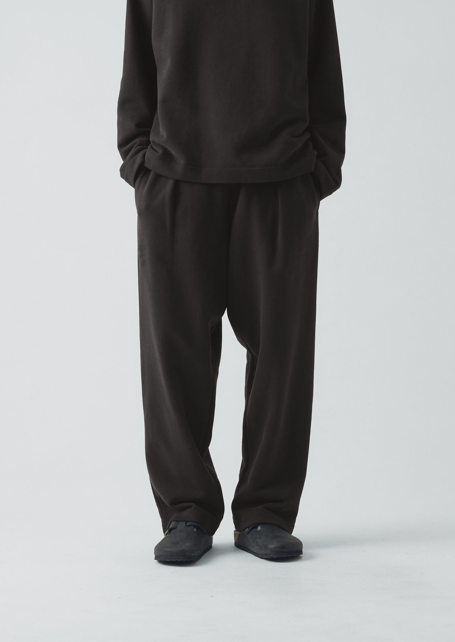 Loopback Jersey Pleated Trousers | Black Pepper | TOAST