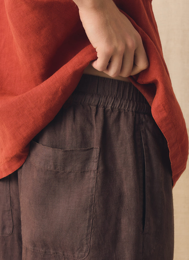 Alfie Garment Dyed Linen Trousers | Dark Russet