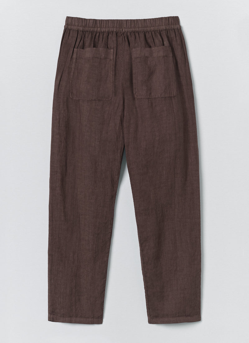 Alfie Garment Dyed Linen Trousers | Dark Russet