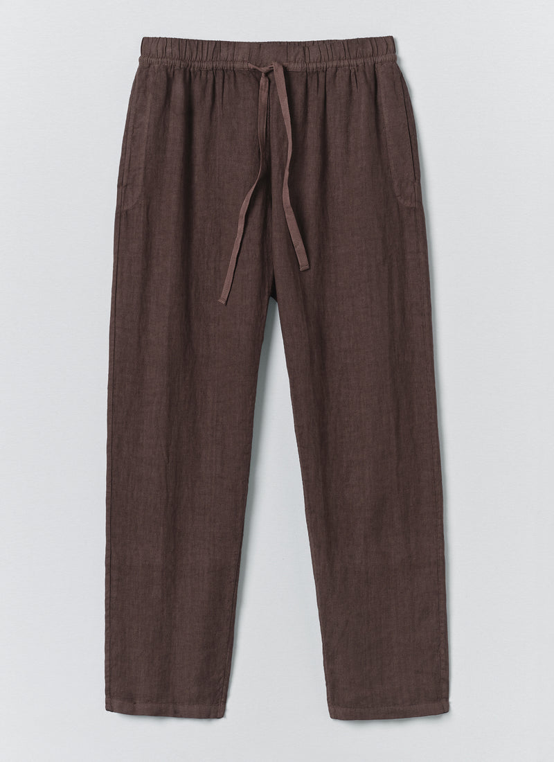 Alfie Garment Dyed Linen Trousers | Dark Russet