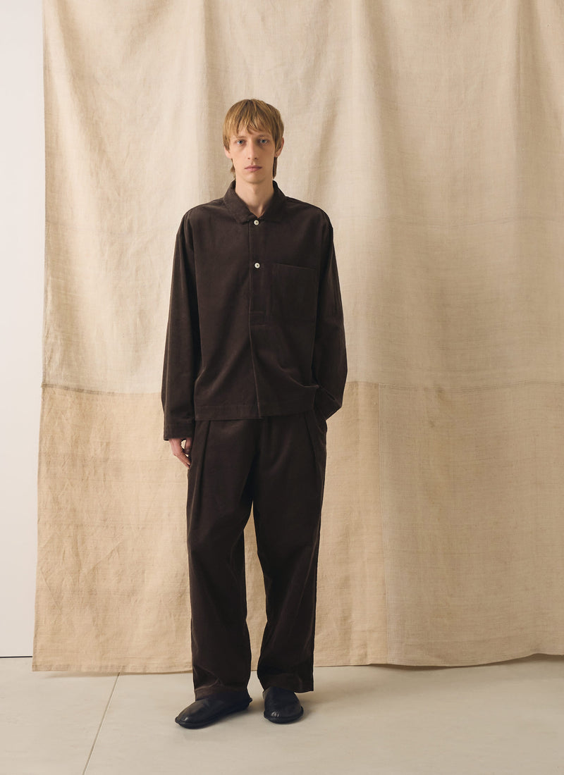 Organic Cord Lounge Trousers | Bitter Chocolate