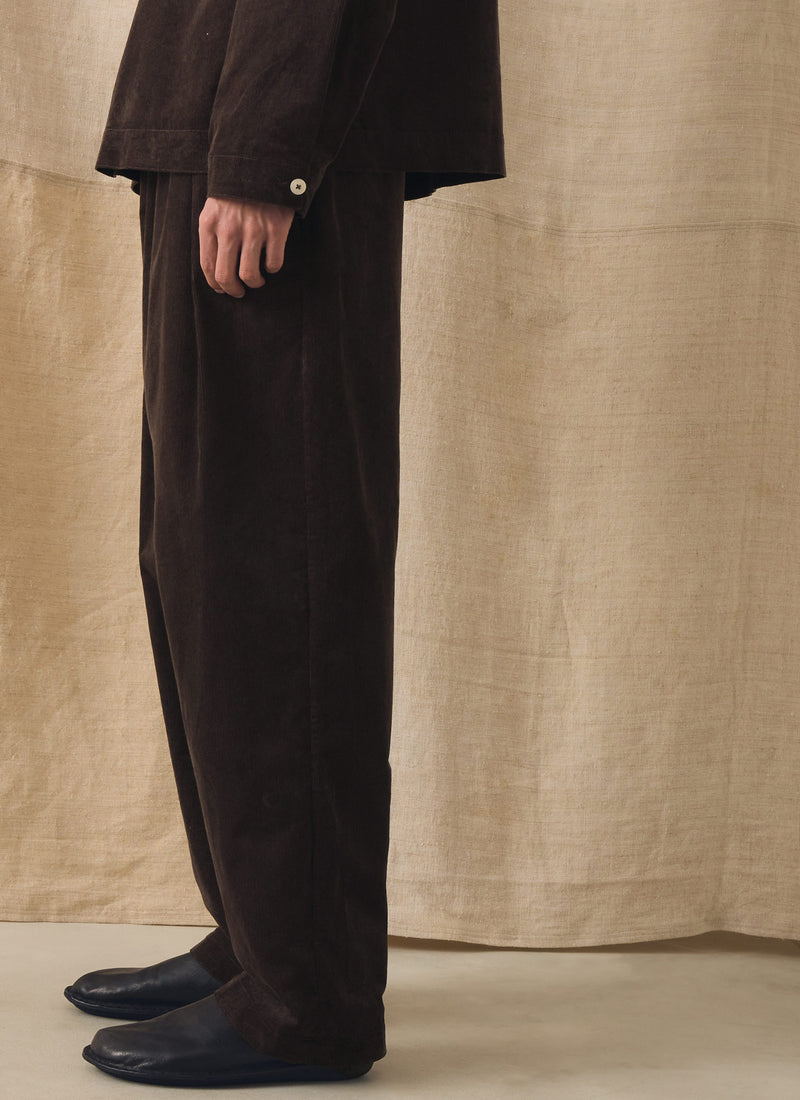 Organic Cord Lounge Trousers | Bitter Chocolate