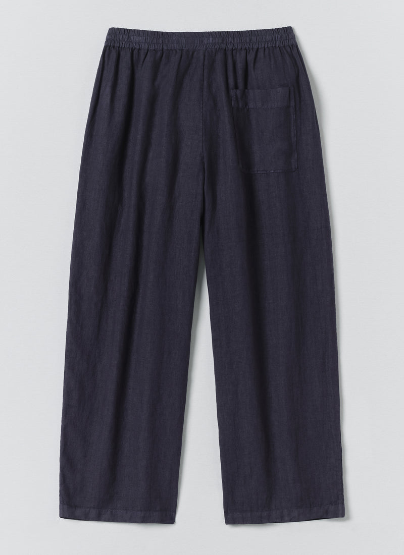 Garment Dyed Linen Drawstring Trousers | Blueberry