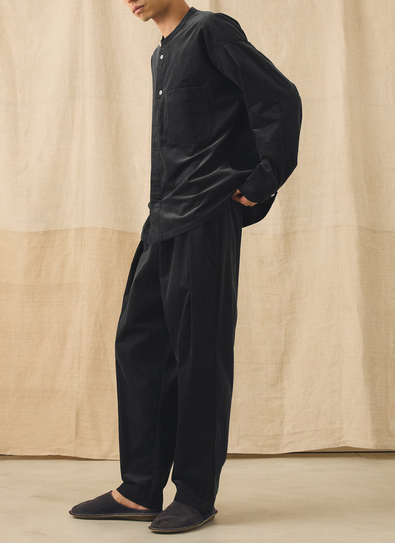 Cord Pleated Trousers | Charcoal