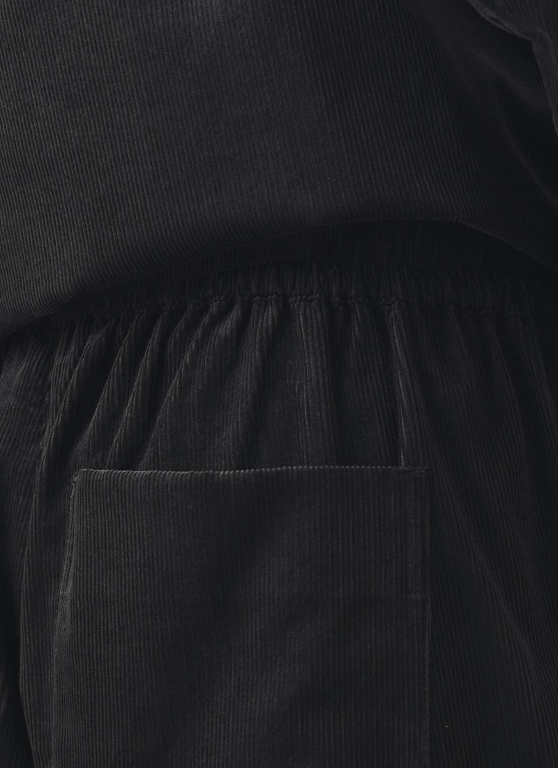Cord Pleated Trousers | Charcoal