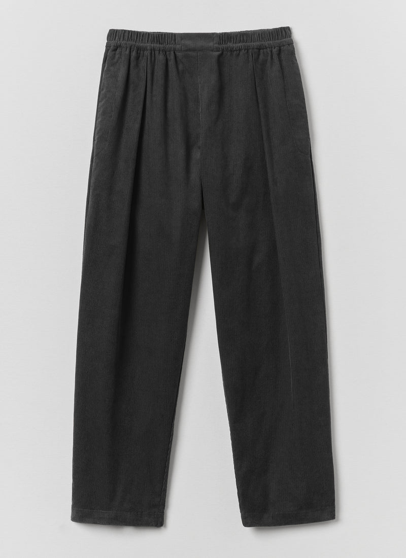 Cord Pleated Trousers | Charcoal