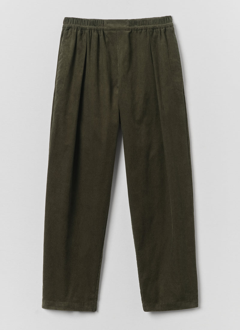 Cord Pleated Trousers | Tent Green