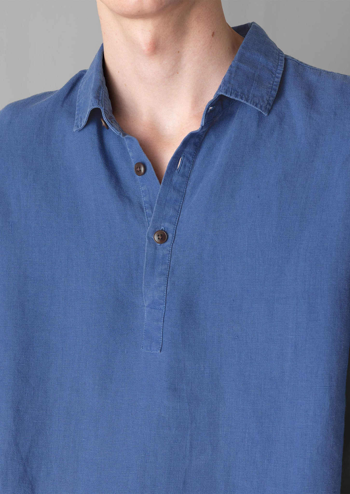 Half Placket Example Half Placket Linen Shirt | Cobalt | TOAST