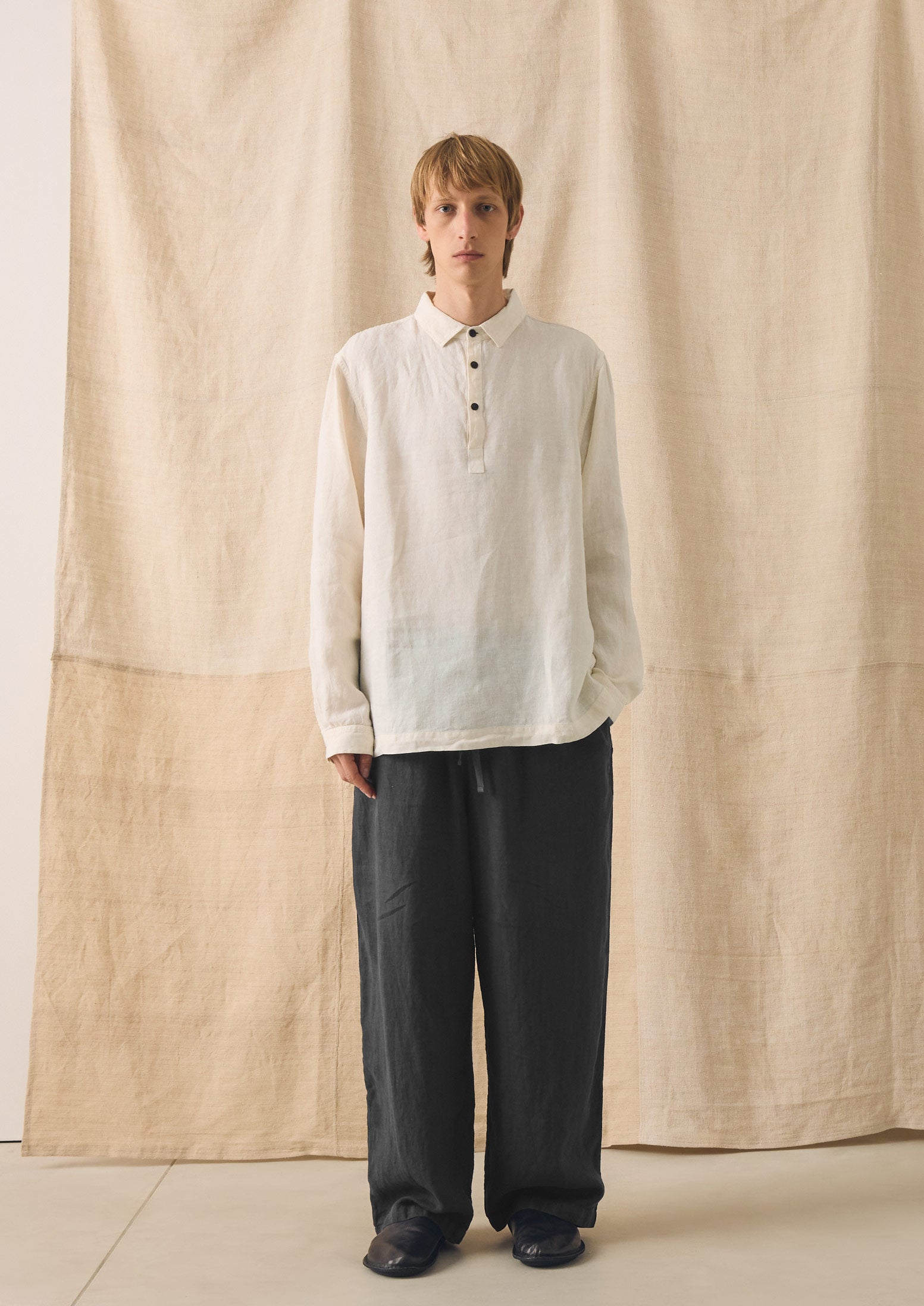 Half Placket Linen Shirt | Parchment | TOAST