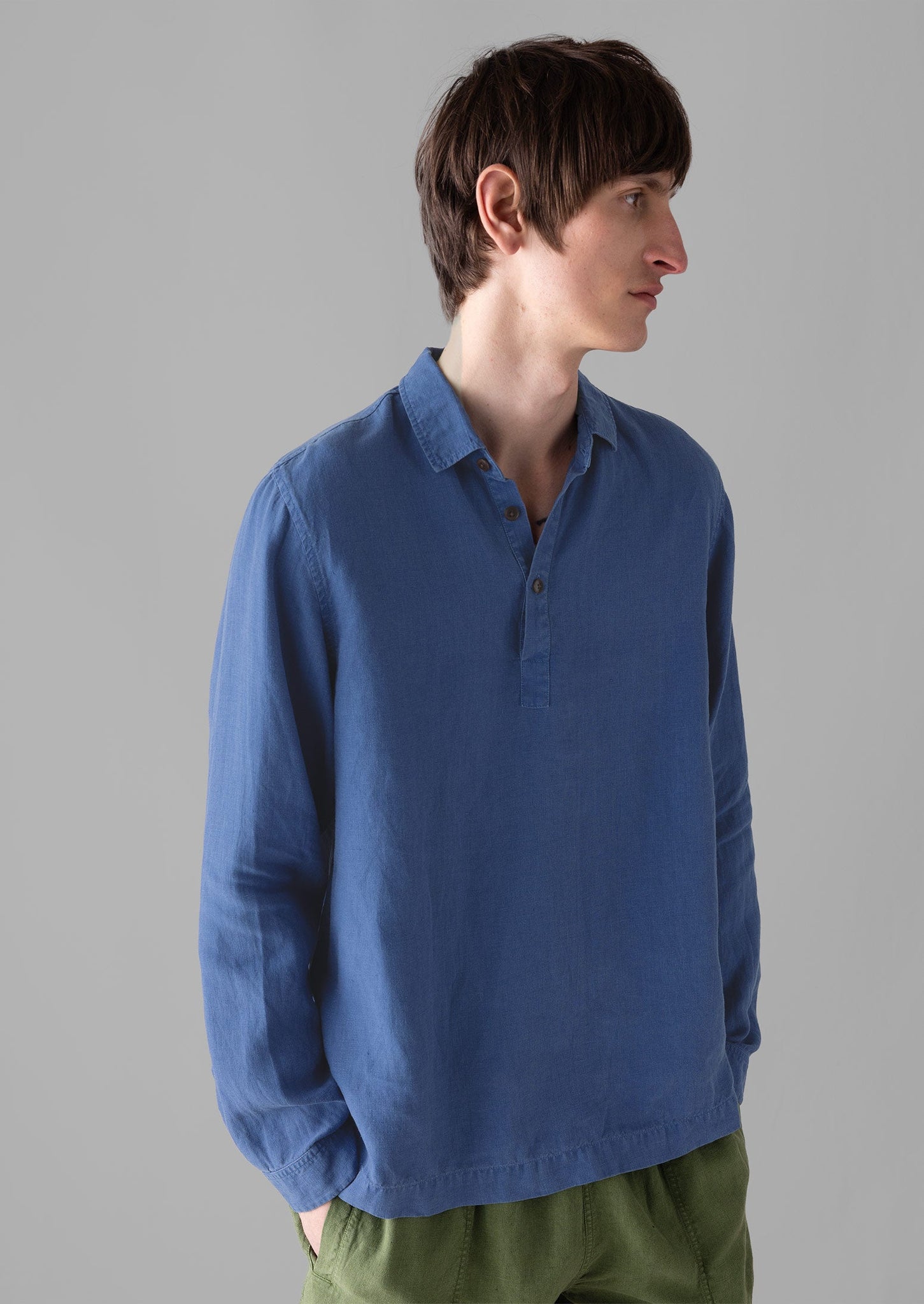 Half Placket Example Half Placket Linen Shirt | Cobalt | TOAST