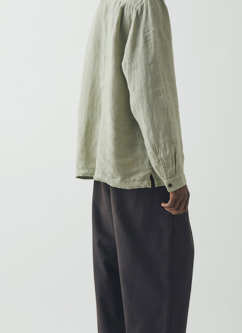 Half Placket Linen Shirt | Pebble
