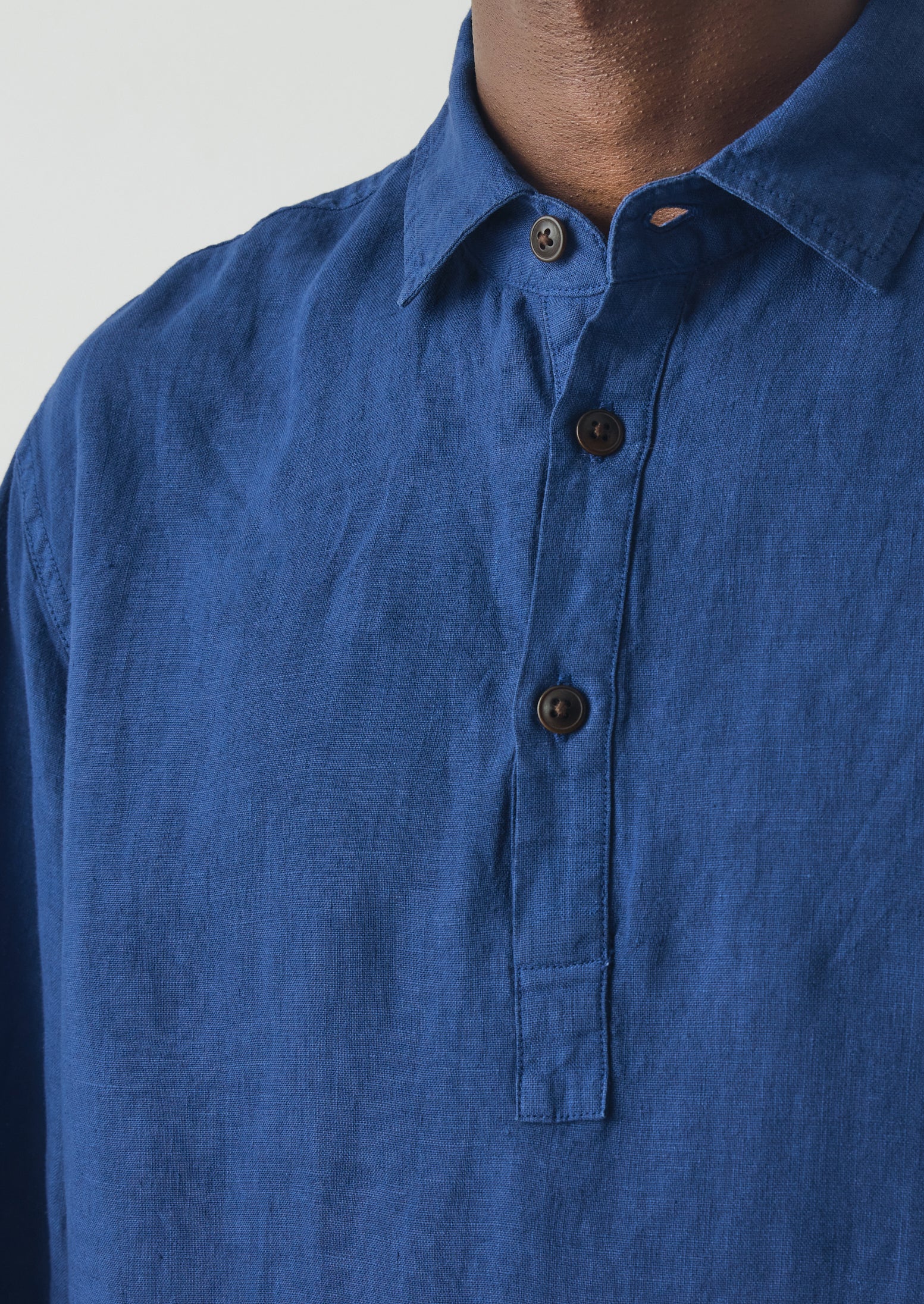 Half Placket Linen Shirt | Cobalt | TOAST