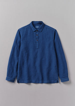 Half Placket Linen Shirt | Cobalt