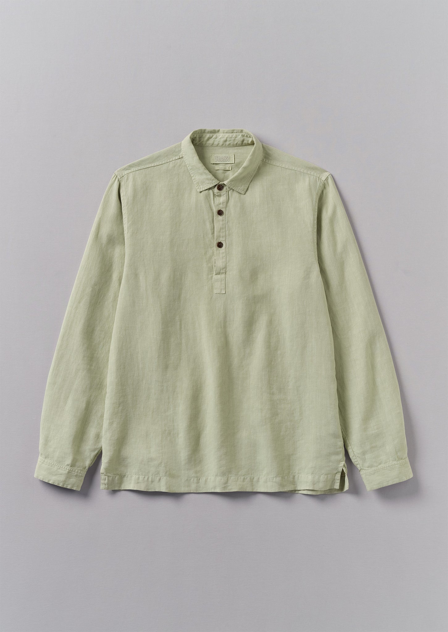 Half Placket Linen Shirt | Pebble