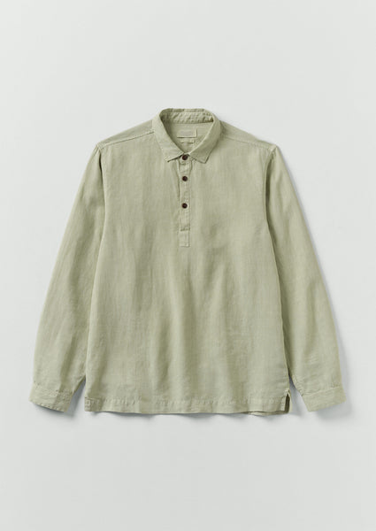 Half Placket Linen Shirt Pebble