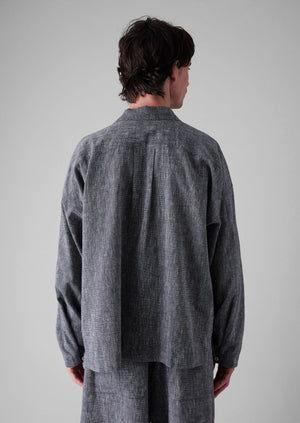 Etched Linen Cotton Shirt | Blue Melange
