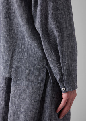 Etched Linen Cotton Shirt | Blue Melange