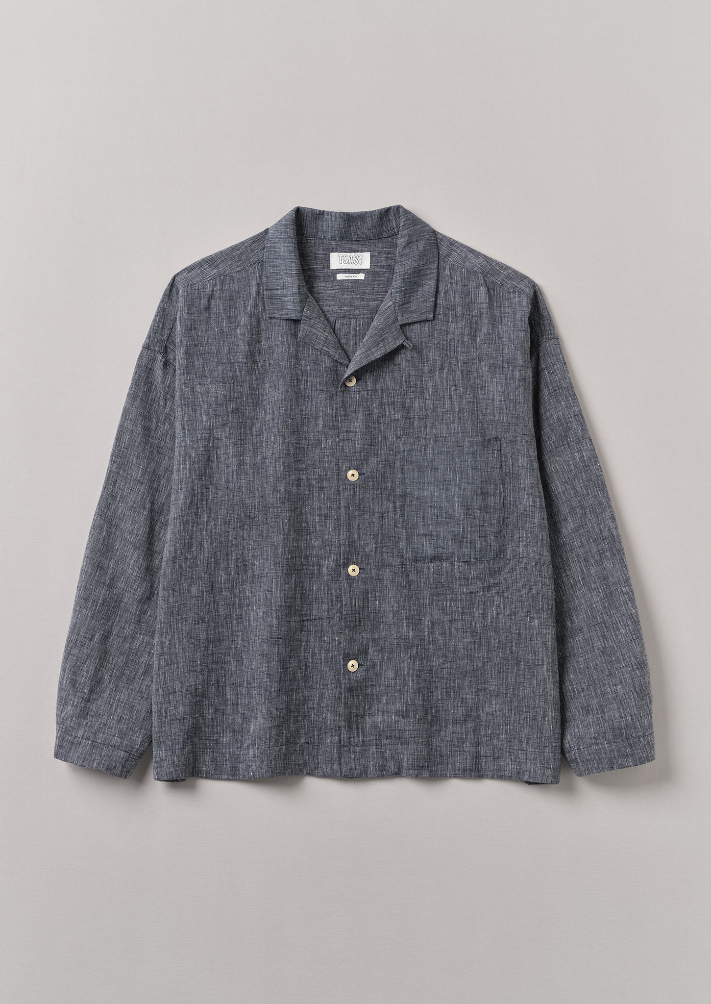 Etched Linen Cotton Shirt | Blue Melange