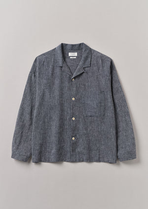 Etched Linen Cotton Shirt | Blue Melange