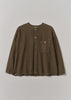 Garment Dyed Linen Collarless Shirt | Pear