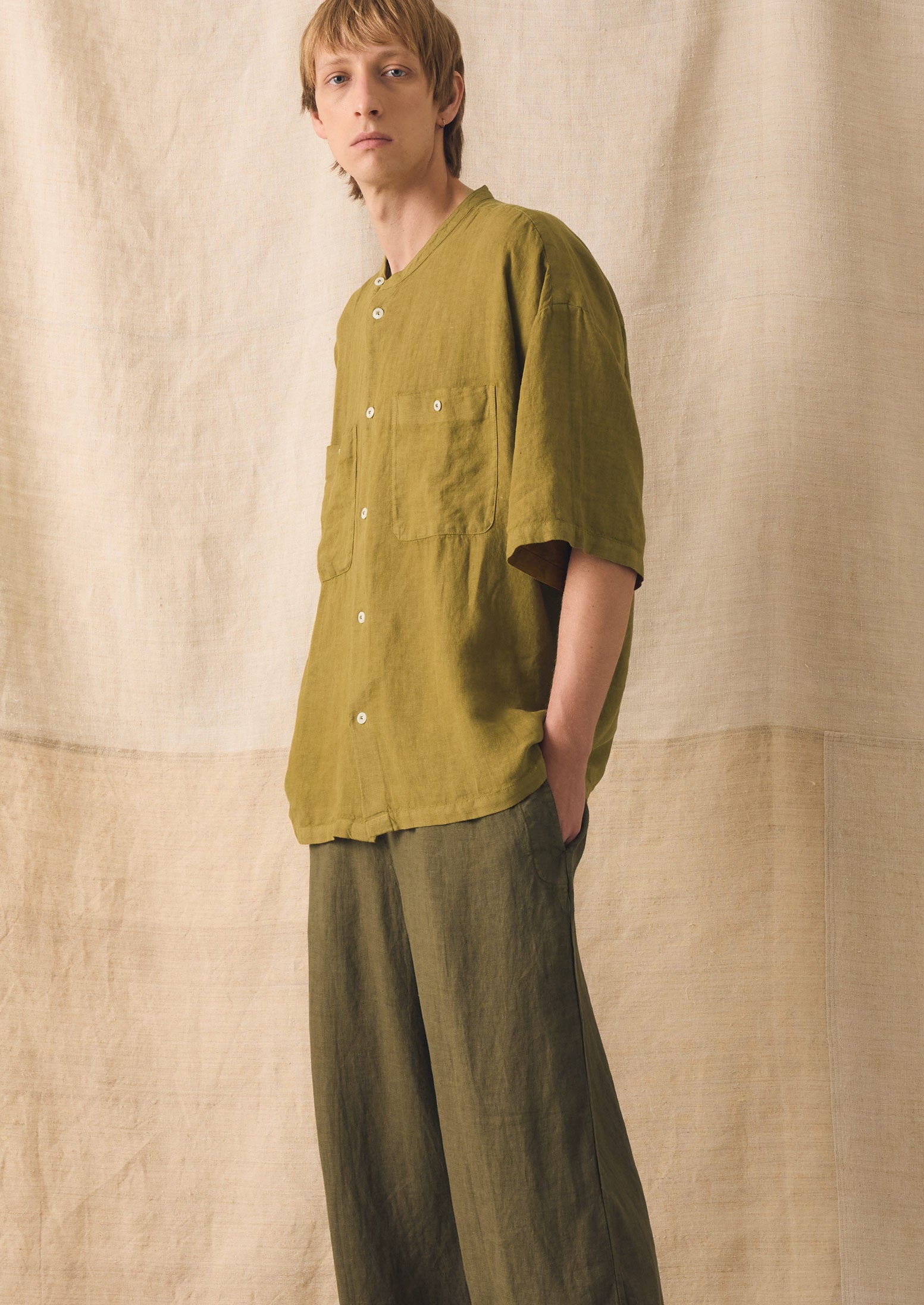 CLORE+cloreクロレRound Tael Shirtラウンドテールシャツ Garment Dyed