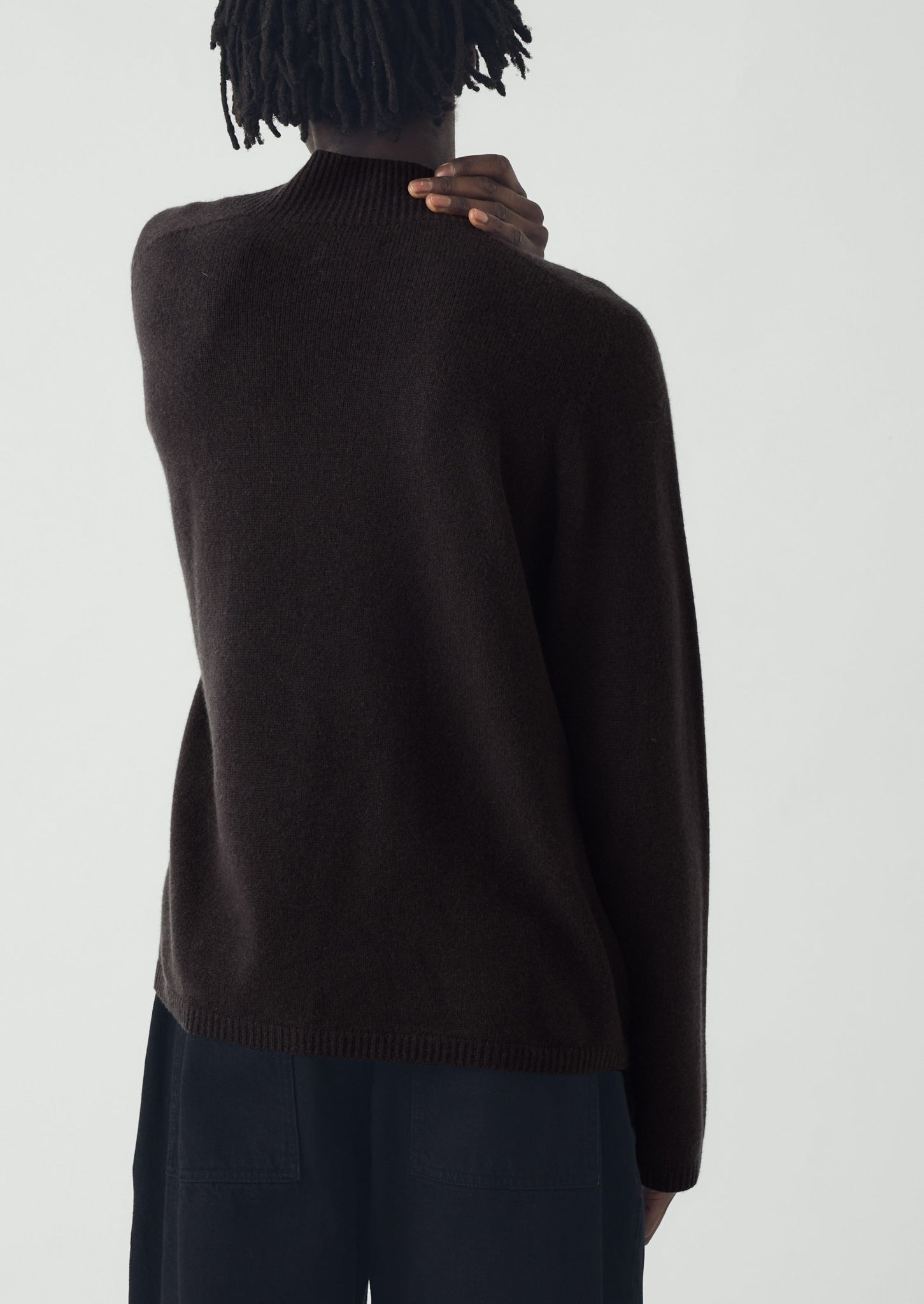 Wool Cashmere High Neck Sweater | Brown Umber