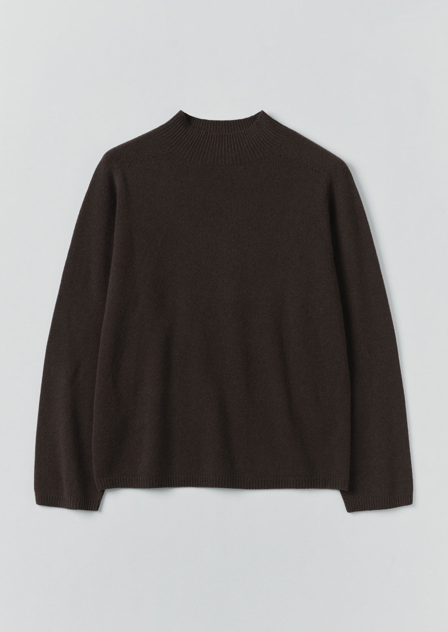 Wool Cashmere High Neck Sweater | Brown Umber
