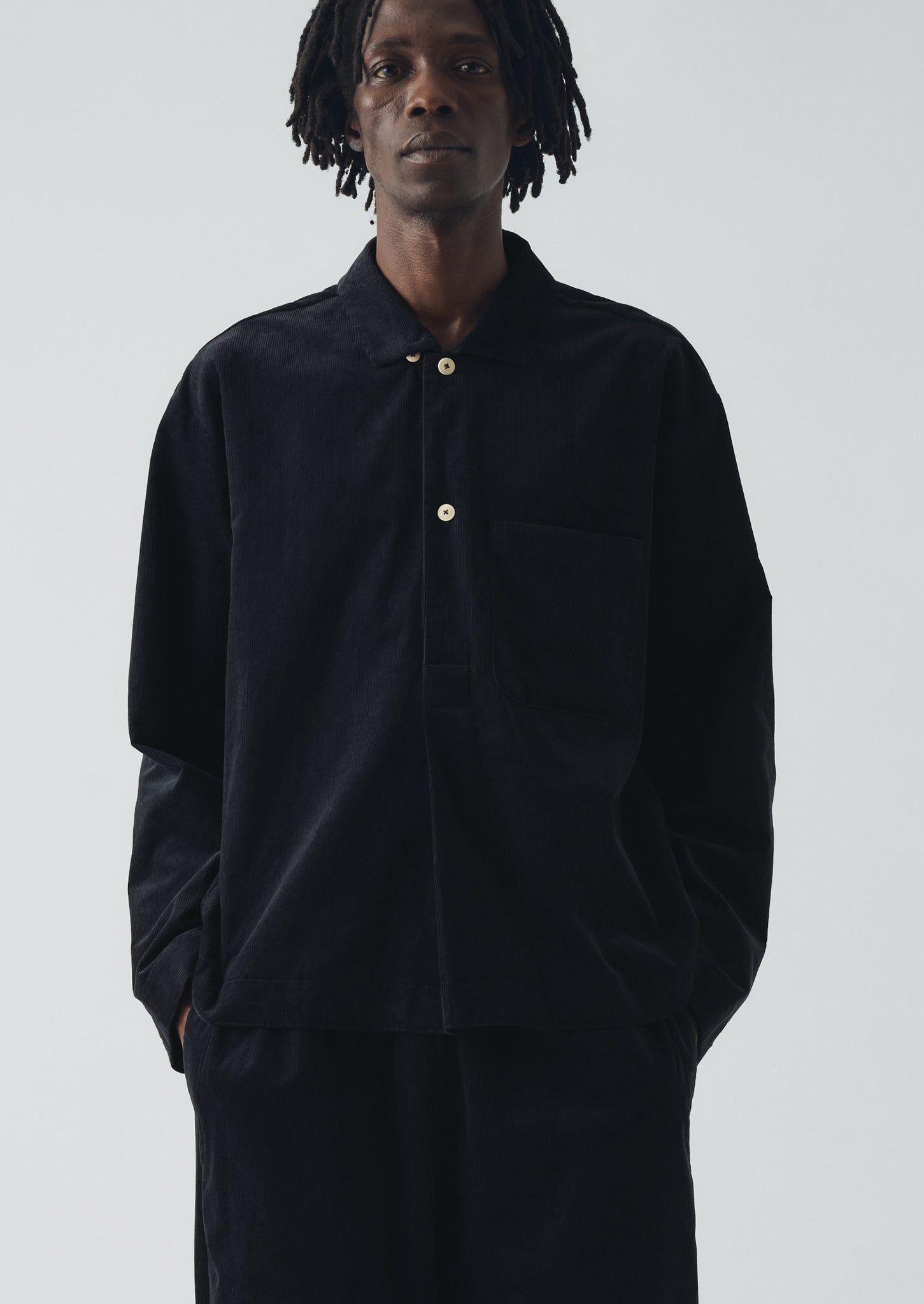 Organic Cord Smock Popover Shirt | Midnight