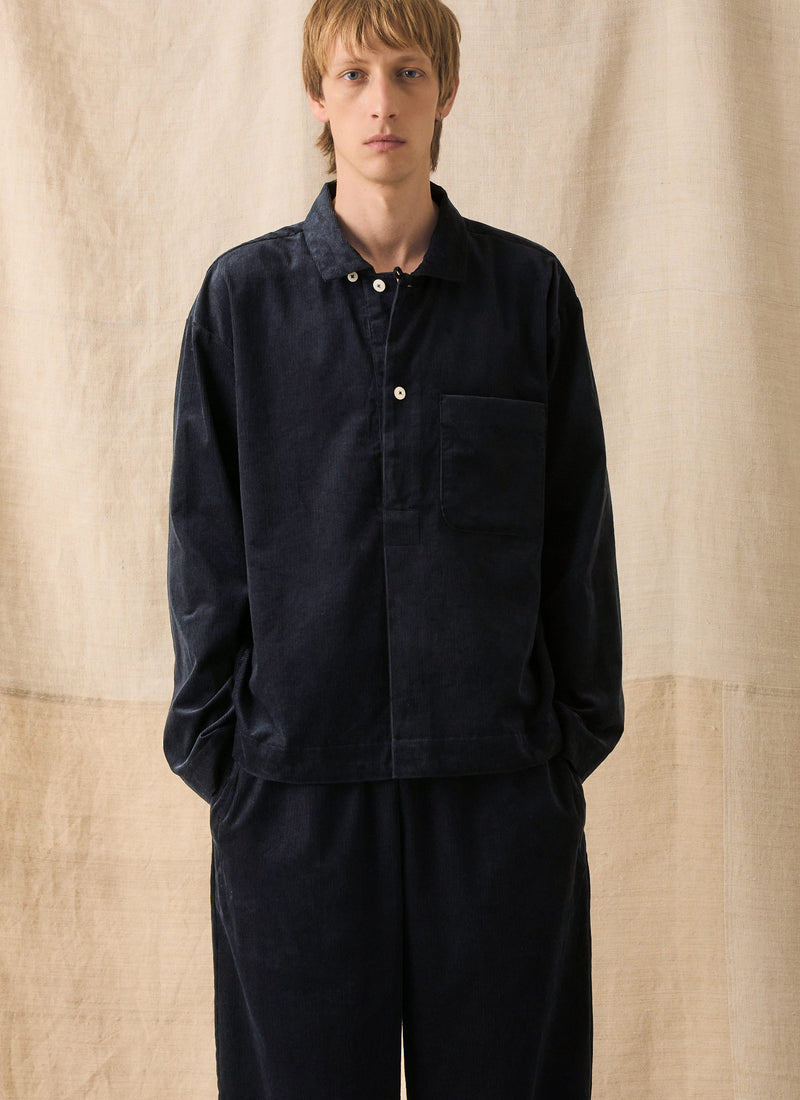 Organic Cord Smock Popover Shirt | Midnight