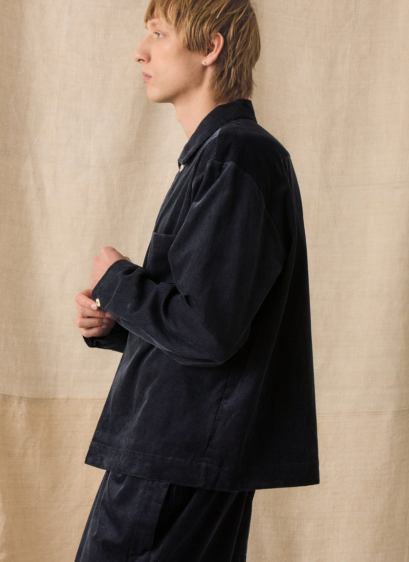 Organic Cord Smock Popover Shirt | Midnight