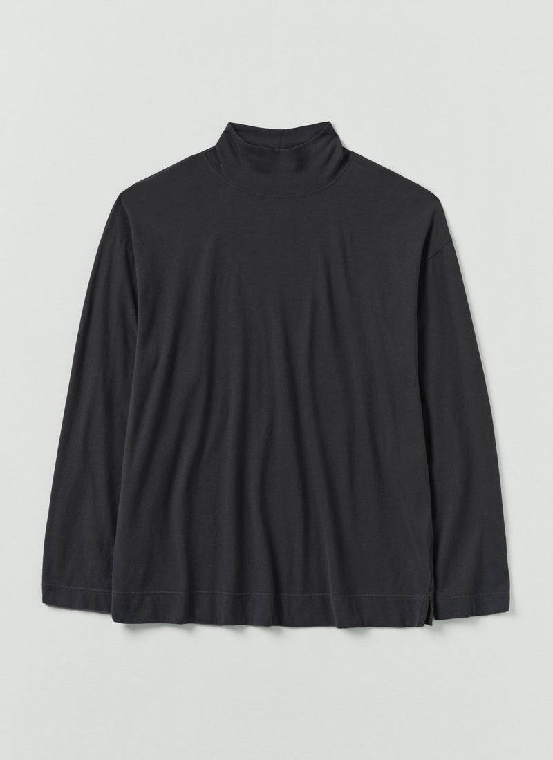 Brushed Cotton High Neck Lounge Top | Soft Charcoal