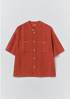 Garment Dyed Linen Grandad Collar Shirt | Durian Green | TOAST